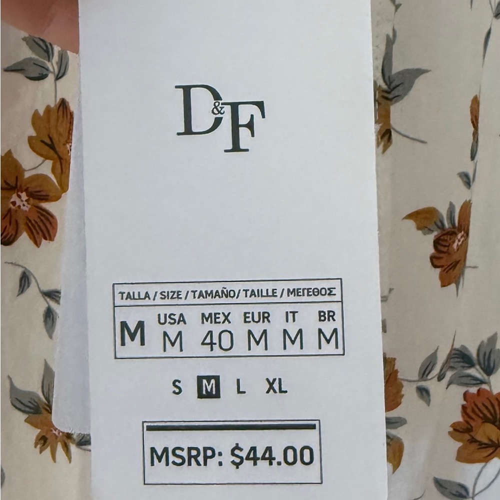 NWT! Denim & Flower Men’s White Shirt with brown and Green Floral Design - Picture 4 of 5